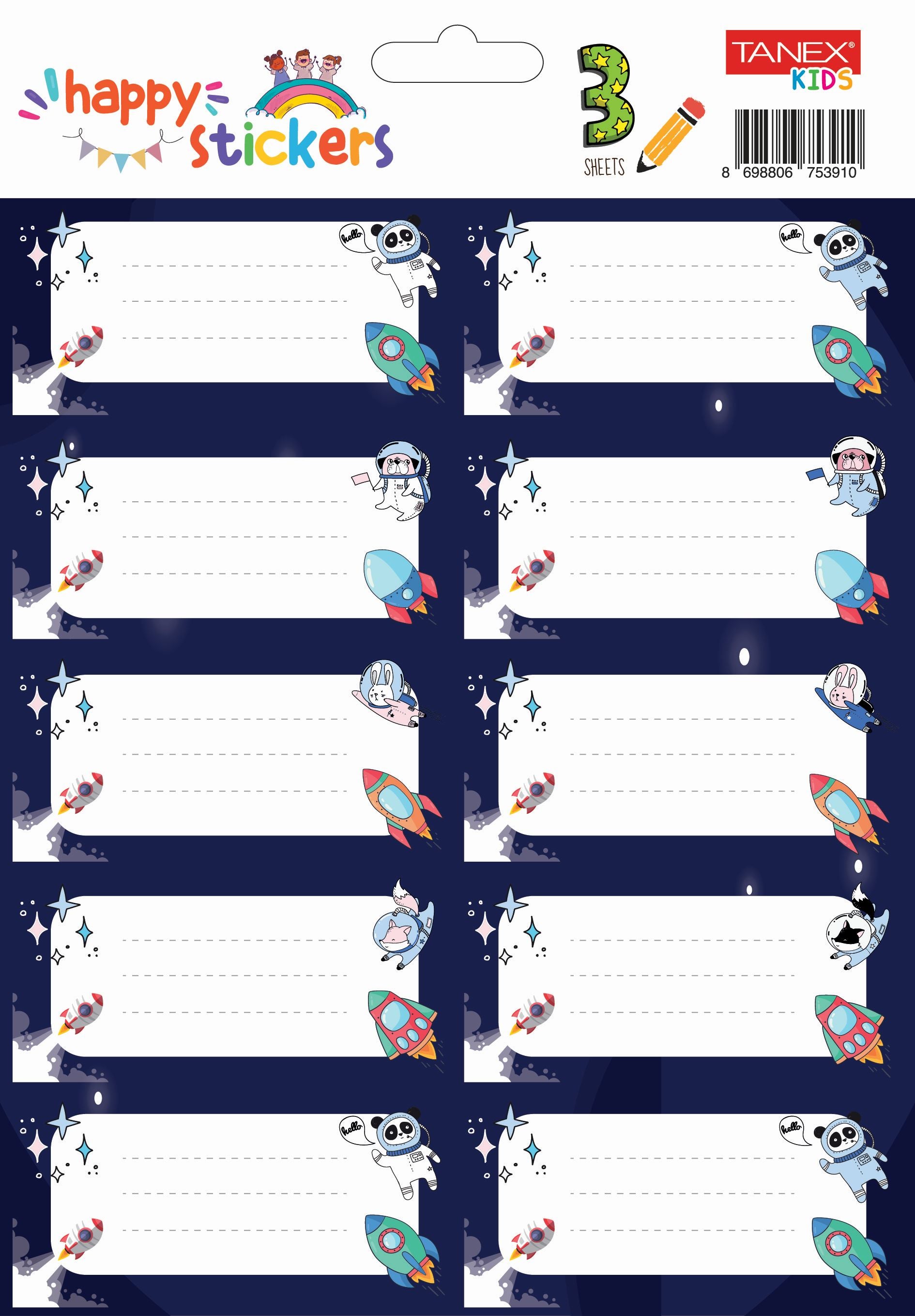 ETICHETE SCOLARE 30/SET RACHETE TLS-748 TANEX ETICHETE SCOLARE 30/SET RACHETE TLS-748 TANEX